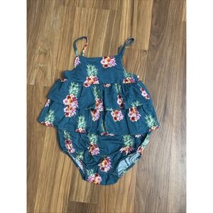 Posh Peanut Baby Girls 18-24 Months Tropical Hibiscus Romper Outfit Bamboo VGC